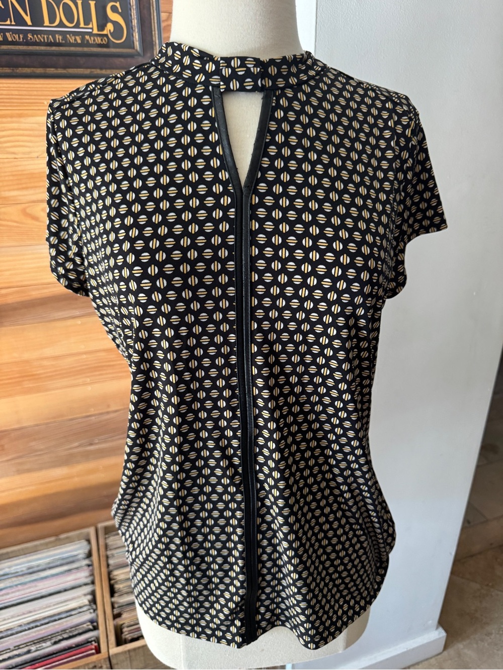 Worthington Black Top with Geometric Motif